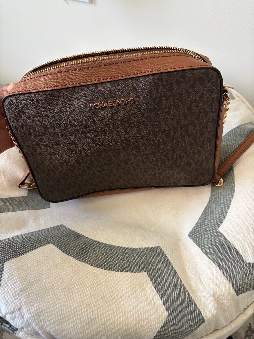 Michael Kors Brown & Tan Signature Crossbody Bag